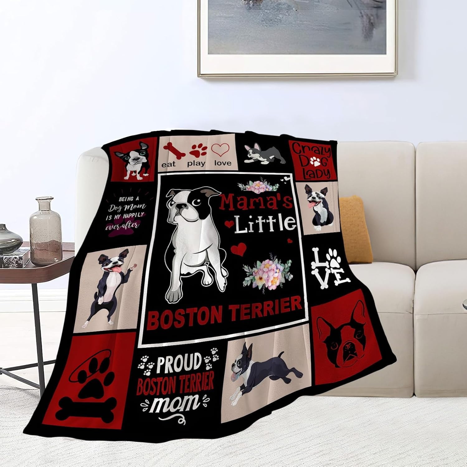 Boston Terrier Blanket Boston Terrier Gifts Throw Blankets Cozy Fleece Flannel Blanket Soft Warm Plush Lightweight Blanket Dog Gift for Couch Sofa Bed for Women Girls 50"X60"