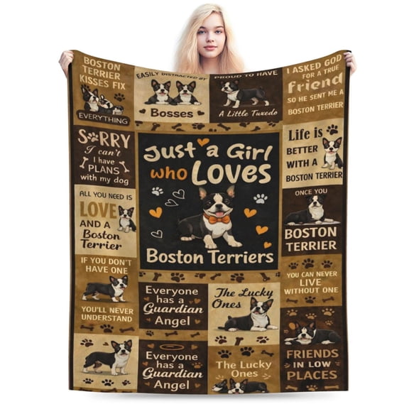 Boston Terrier Blanket Gift Throw Blanket Cozy Soft Boston Terrier Pattern Blanket Home Decor Gift for Dog Lovers 50x40