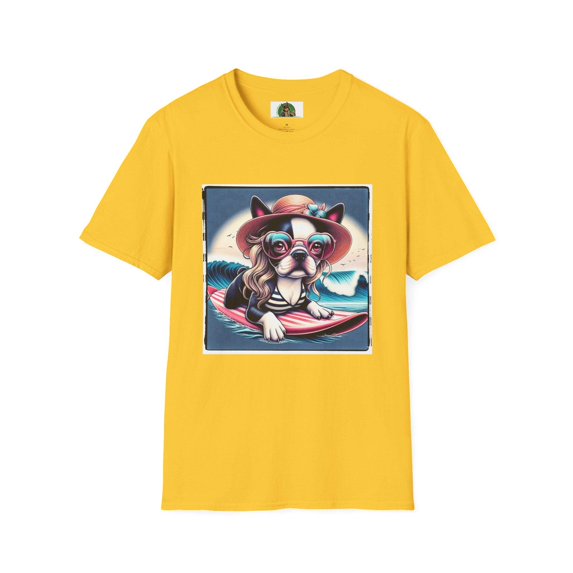 Boston Terrier Blonde Surfer Girl Dog