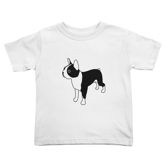Boston Terrier Cartoon Cute Toddler T-Shirts for Boys Girls (White, Youth M)