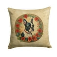 thumbnail image 1 of Boston Terrier Christmas Flowers Throw Pillow 14 in x 14 in, 1 of 2