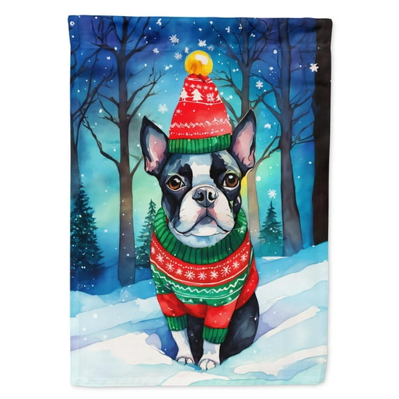 Boston Terrier Christmas Garden Flag 11.25 in x 15.5 in