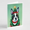 thumbnail image 1 of Boston Terrier Christmas Greeting Cards Pack of 8 7 in x 5 in, 1 of 3