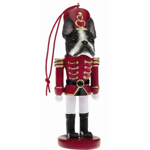Boston Terrier Christmas Nutcracker Soldier Personalizable Resin Ornament