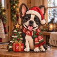 Boston Terrier Christmas Wooden Block 3 Layer, Santa Hat Dog Decor ...