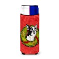 thumbnail image 1 of Boston Terrier Christmas Wreath Ultra Hugger for slim cans, 1 of 6