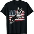 thumbnail image 1 of Boston Terrier Dog American Flag 4th of July Patriotic puppy T-Shirt, 1 of 5