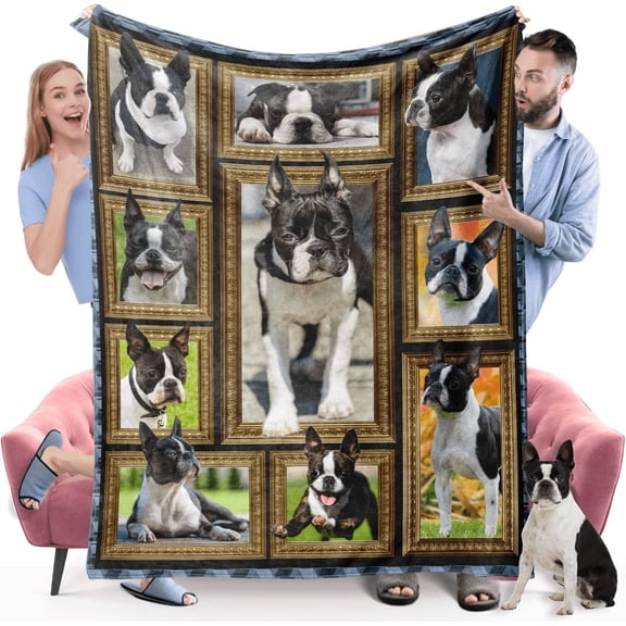 Boston Terrier Dog Blanket, Fleece Throw Blanket for Couch Bed, Soft Cozy Warm Flannel Blankets and Throws for Sofa Living Room, Gifts for Dog Lovers, 60" x 80" Twin Size