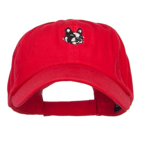 Boston Terrier Dog Face Embroidered Cap - Red OSFM