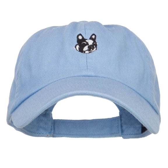 Boston Terrier Dog Face Embroidered Cap - Sky Blue OSFM