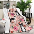 thumbnail image 1 of Boston Terrier Dog and Flower Florals Blanket,Comfortable Soft Lamb Wool Throw Blanket,All Season,Warm Lightweight Blankets for Sofa Bed Couch Living Room Chair,60"x80", 1 of 4