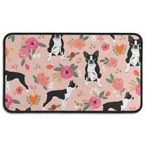 Boston Terrier Dog and Flower Florals Door Rugs,Washable Non Slip Door Mats Indoor,Decorative Door Mats,Entry Mat Indoor for Entrance,Bedroom,Kitchen,Bathroom,30"x17"