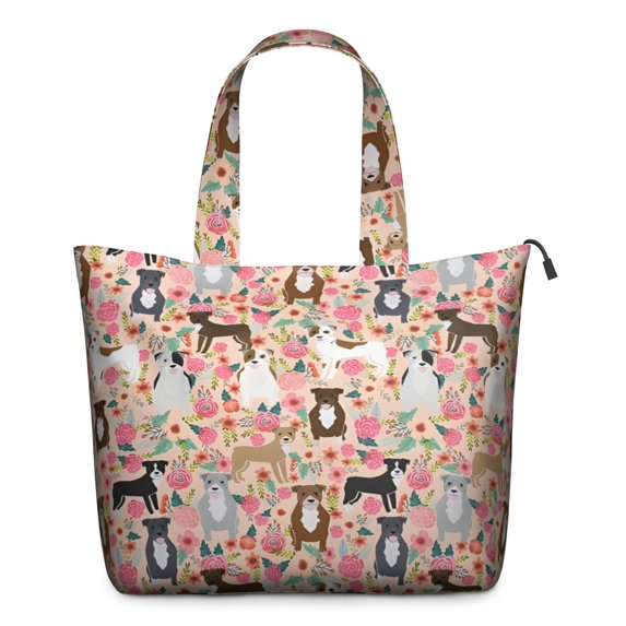 Boston Terrier Dog and Flower Florals Travel Tote Bags for Women Carry On,Large Weekender Bags for Women Travel,Multi Functional Duffle Bag for Work,Shopping,Sports