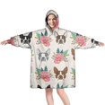 thumbnail image 1 of Boston Terrier Dog and Flower Florals Wearable Oversized Blanket,Wearable Blanket Hoodie for Adults,Cozy Hooded Blankets with Super Pockets,Super Warm Fuzzy Pullover for Women & Men, 1 of 6