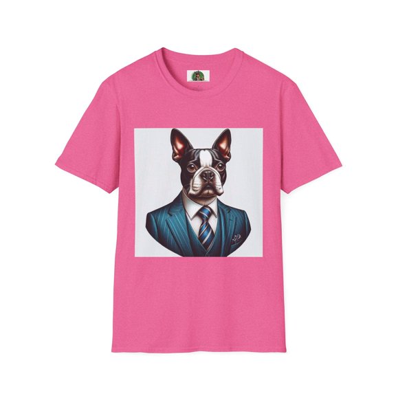 Boston Terrier Dog In Blue Suit TShirt