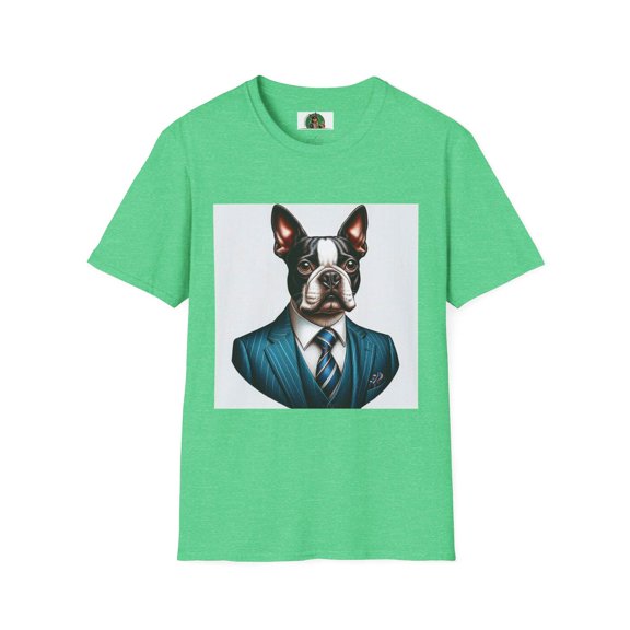 Boston Terrier Dog In Blue Suit TShirt