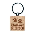 thumbnail image 1 of Boston Terrier Dog Paw Prints Fun Text Square Keychain Charm Tag - Engraved Wood, 1 of 6