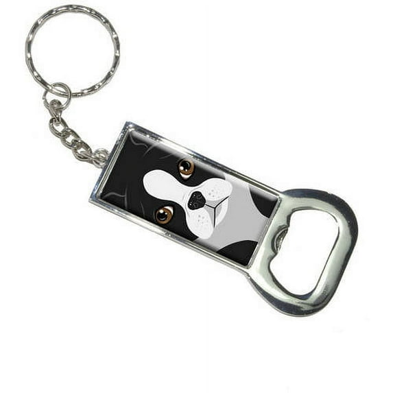 Boston Terrier Dog Pet Full Face Keychain Bottle Bottlecap Opener