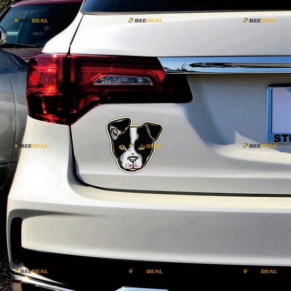 Boston Terrier Dog Puppy Head Car Magnet Magnetic Sticker Decal - 2 Pack Glossy 4" - for Truck Door Fridge Reusable Waterproof