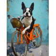 thumbnail image 1 of Boston Terrier Dog Riding Bicycle Oil Painting Canvas Print Wall Art for Living Room Bedroom Office Kitchen Hallway Pet Lover Decor, 1 of 8