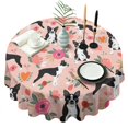 thumbnail image 1 of Boston Terrier Dog and Flower Florals Round Tablecloth 60"x60",Wrinkle Wipeable Table Cloth for Kitchen Dining Room Picnic Patio Party, 1 of 6