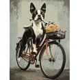 thumbnail image 1 of Boston Terrier Dog on Bicycle Canvas Print Wall Art for Living Room Bedroom Office Cafe Bar Decor, 1 of 8
