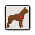thumbnail image 1 of Boston Terrier Dog with Heart Applique Multi-Color Embroidered Hook & Loop Patch - 3 Inch Medium, 1 of 5