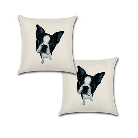 Boston Terrier DogDesign Cotton Linen Fabric Pet Portrait Decorative Indoor / Outdoor Throw Pillow Cover Set of Pillow Covers 18x18 price history and forecast - Holiday Depot PMS-B0014-5-2PK