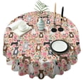 thumbnail image 1 of Boston Terrier Dogs with Pioneer Flower Round Tablecloth 60"x60",Wrinkle Wipeable Table Cloth for Kitchen Dining Room Picnic Patio Party, 1 of 6