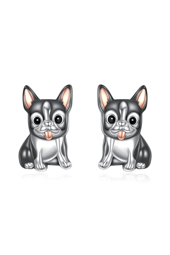 Boston Terrier Earrings 925 Sterling Silver Boston Terrier Stud Earrings Dog Jewelry Gifts for Women