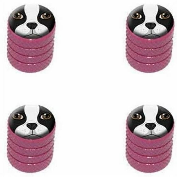 Boston Terrier Face Dog Pet Tire Rim Wheel Aluminum Valve Stem Caps, Multiple Colors