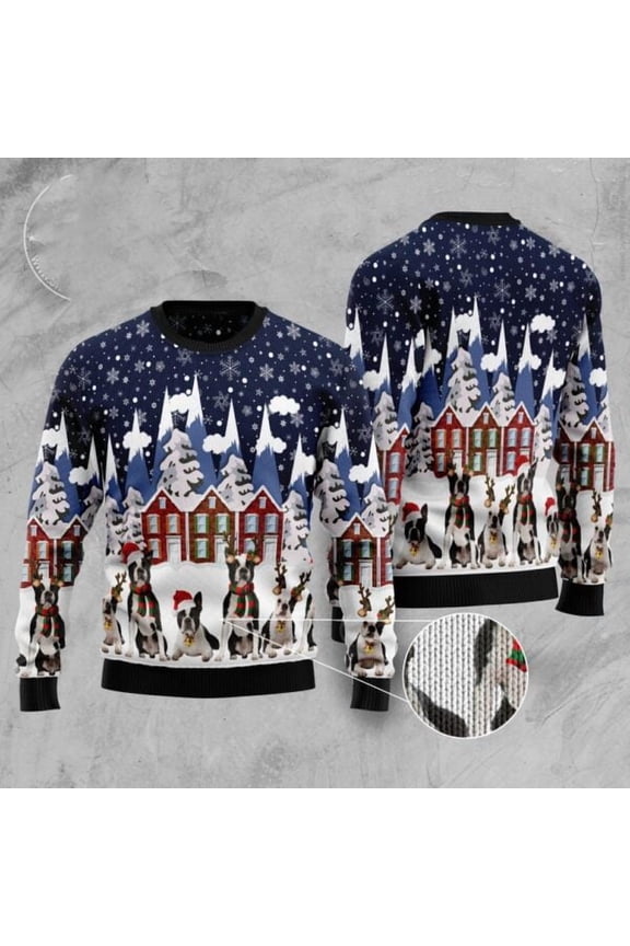 Boston Terrier Family Ugly Christmas Sweater, Christmas Sweater, Ugly Sweater, Funny Xmas Sweaters