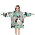 thumbnail image 1 of Boston Terrier Floral Flowers Blanket Hoodies for Kids 6-13YR Oversize Wearable Blanket Hoodies for Boys Girls Teens, 1 of 7