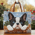 thumbnail image 1 of Boston Terrier Glow Quilted Tote Bag, Women Quilted Tote Bag, Handmade Patchwork Tote, Women Shoulder Bag, Gift For Her, 1 of 2