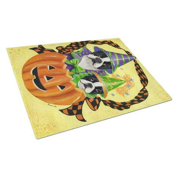 Boston Terrier Halloweenies Glass Cutting Board - Large