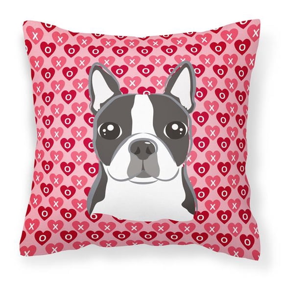 Boston Terrier Hearts Fabric Decorative Pillow