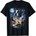 thumbnail image 1 of Boston Terrier Howling At The Moon Vintage Dog Art Shirt BLACK S-5XL Hot Trending Shirt, 1 of 4
