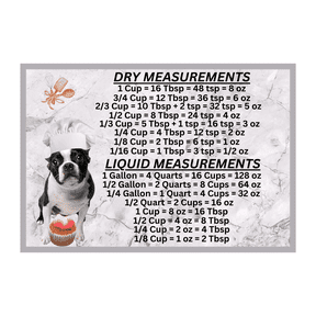 Boston Terrier Kitchen Measurements Conversion Chart Refrigerator Magnet