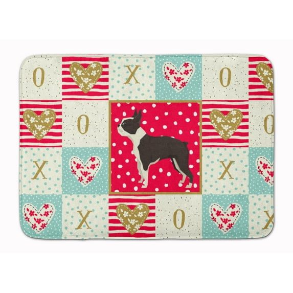 Boston Terrier Love Machine Washable Memory Foam Mat