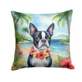 thumbnail image 1 of Boston Terrier Luau Throw Pillow 14 in x 14 in, 1 of 2