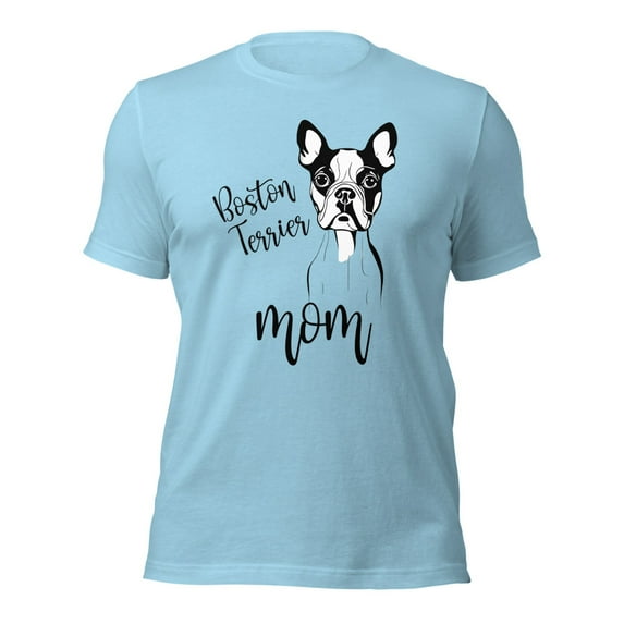 Boston Terrier Mom T-Shirt,Cute Dog Lover Gift,Pet Owner Tee (Ocean Blue, M)