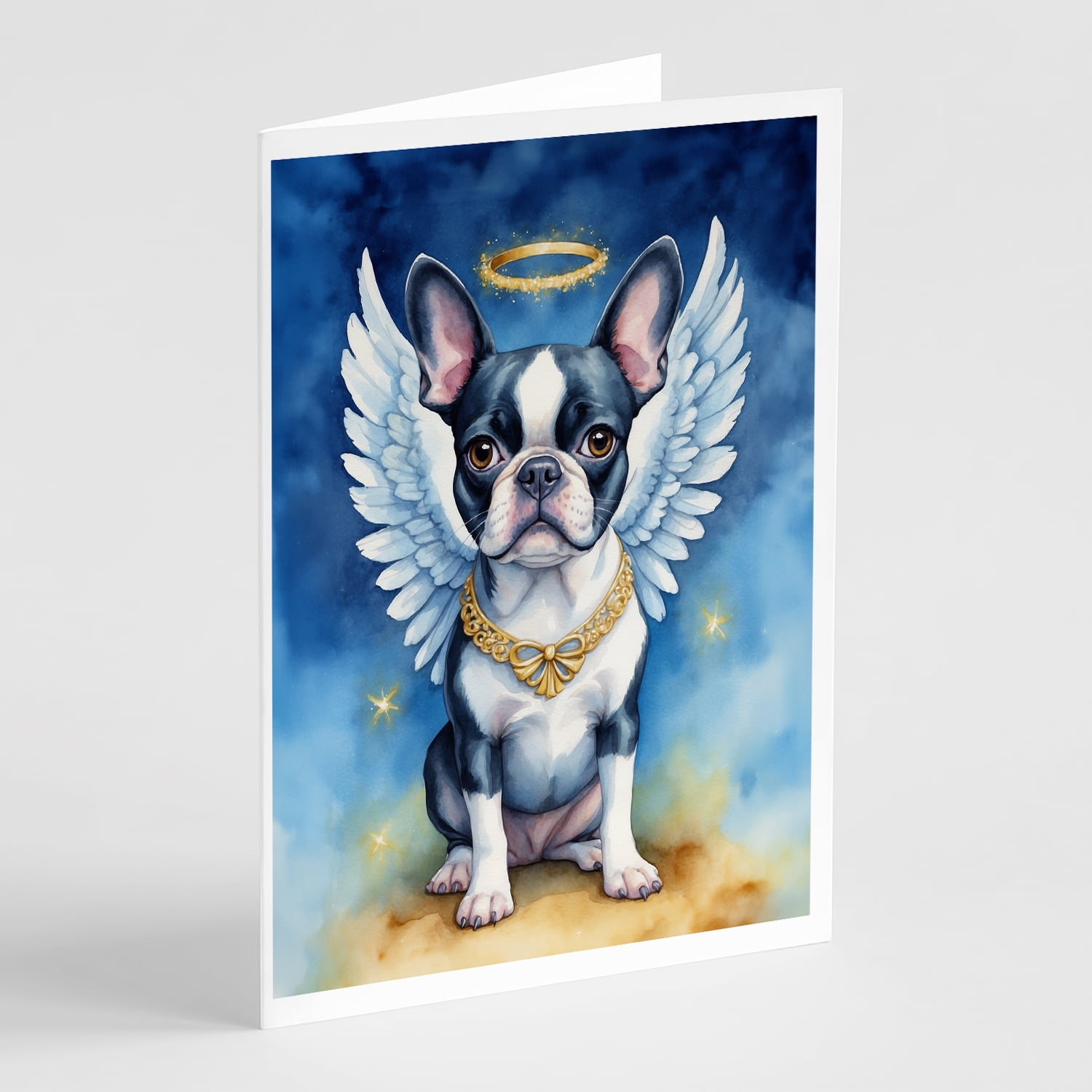 Boston Terrier My Angel Greeting Cards Pack of 8 7 in x 5 in