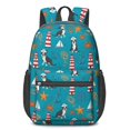 thumbnail image 1 of Boston Terrier and Nautical Blue Pattern 17" School Backpacks for Teens,Waterproof Oxford Fabric,S-Shape Padded Straps for School,Travel,Hiking,Camping, 1 of 6