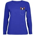 thumbnail image 1 of Boston Terrier Pocket Pet Womens Long Sleeve T Shirt Royal SM, 1 of 1
