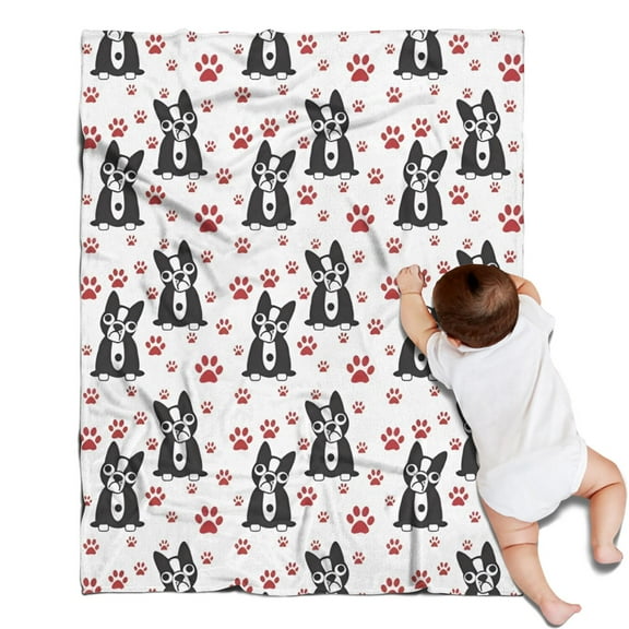 Boston Terrier Puppy Dog Blanket,Comfortable Soft Lamb Wool Throw Blanket,All Season,Warm Lightweight Blankets for Sofa Bed Couch Living Room Chair,30"x40"