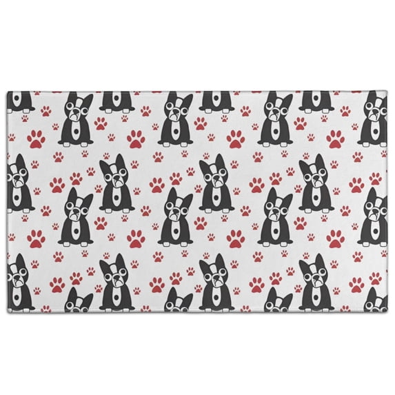 Boston Terrier Puppy Dog Door Rugs,Washable Non Slip Door Mats Indoor,Decorative Door Mats,Entry Mat Indoor for Entrance,Bedroom,Kitchen,Bathroom,17"x30"