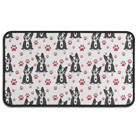Boston Terrier Puppy Dog Door Rugs,Washable Non Slip Door Mats Indoor,Decorative Door Mats,Entry Mat Indoor for Entrance,Bedroom,Kitchen,Bathroom,30"x17"