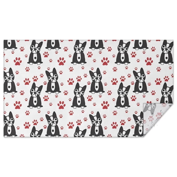 Boston Terrier Puppy Dog Rectangle Tablecloth 60"x102",Waterproof Polyester Rectangle Table Cloth, Wipeable Spillproof Polyester Tablecloth for Dining, Camping, Indoor and Outdoor