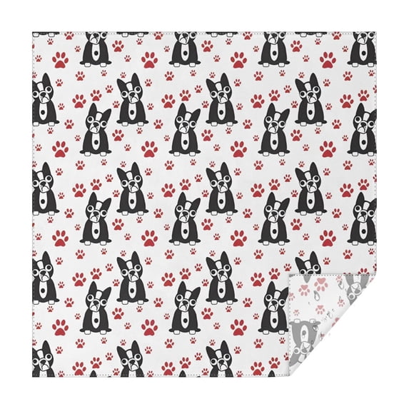 Boston Terrier Puppy Dog Square Tablecloth,Waterproof Square Table Cover,Wipeable Spillproof Washable Table Cover for Home Kitchen Party Decor 52"x52"(132x132cm)