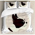 thumbnail image 1 of Boston Terrier Queen Size Duvet Cover Set, Soft Color Geometric Design of a Puppy Circular Framed Form, Decorative 3 Piece Bedding Set with 2 Pillow Shams, Dark Brown Blush and Ivory, by Ambesonne, 1 of 3